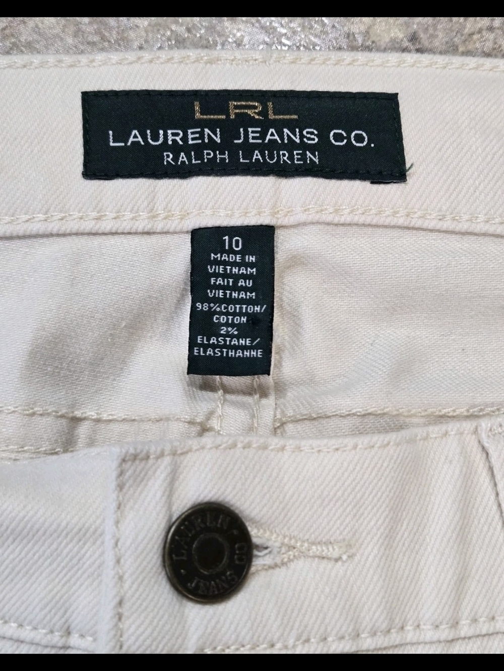 Lauren Jeans Co Modern Straight Creamy White Jeans Womens 10 Straight Leg EUC - Picture 4 of 10